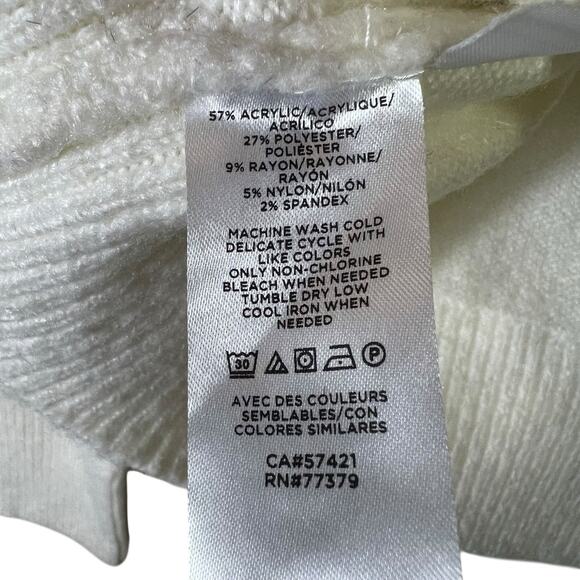 Ann Taylor Ruffle Mock Neck Sweater Size M White Feminine Chic Elegant Old Money - Picture 6 of 6